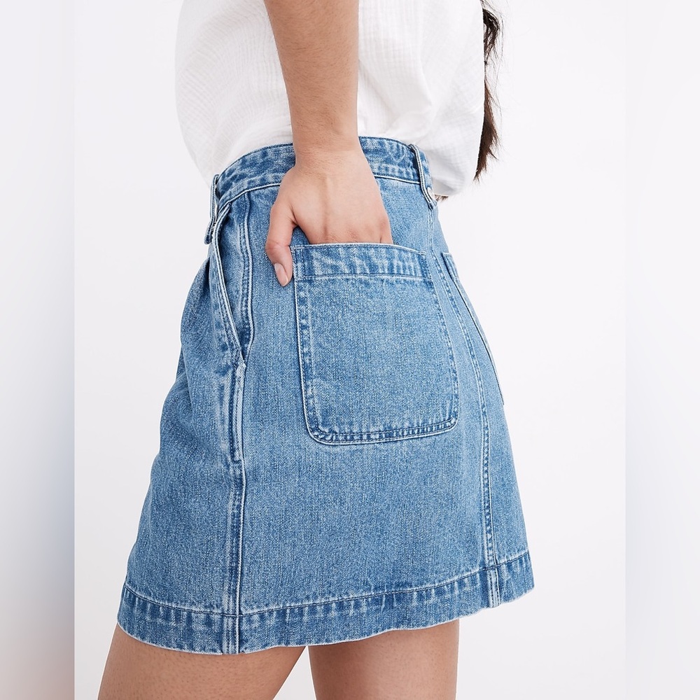 Madewell Denim Pleated Mini Skirt in Upton Wash Size 33 EUC - Picture 2 of 11